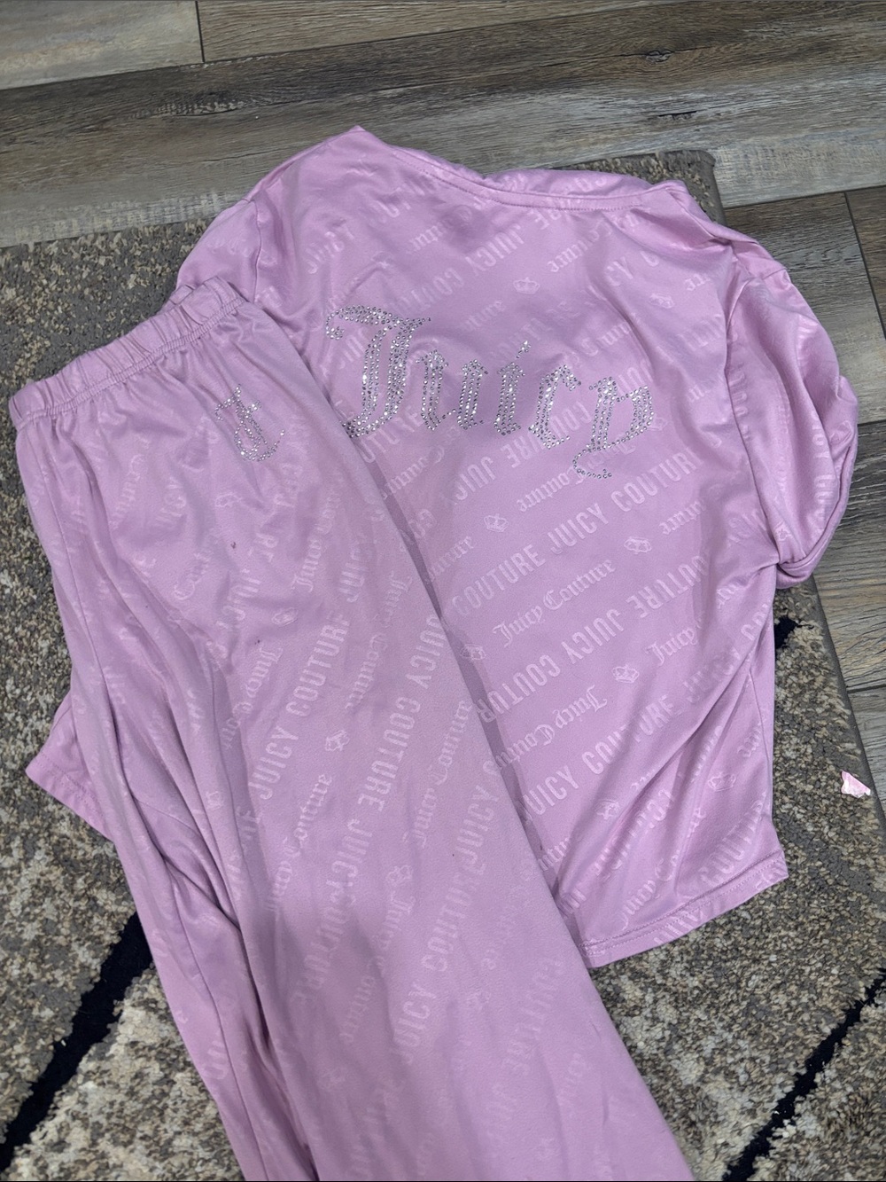 Juicy Couture' Light Pink Logo Crystal Pajama Set
